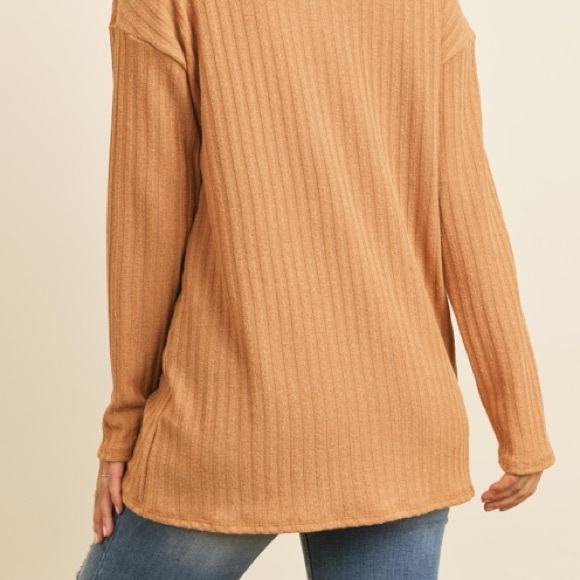 Cowl NECK POPCORN fabric lightweight knit  SWEATER- CAMEL color , NEW! - Picture 8 of 12